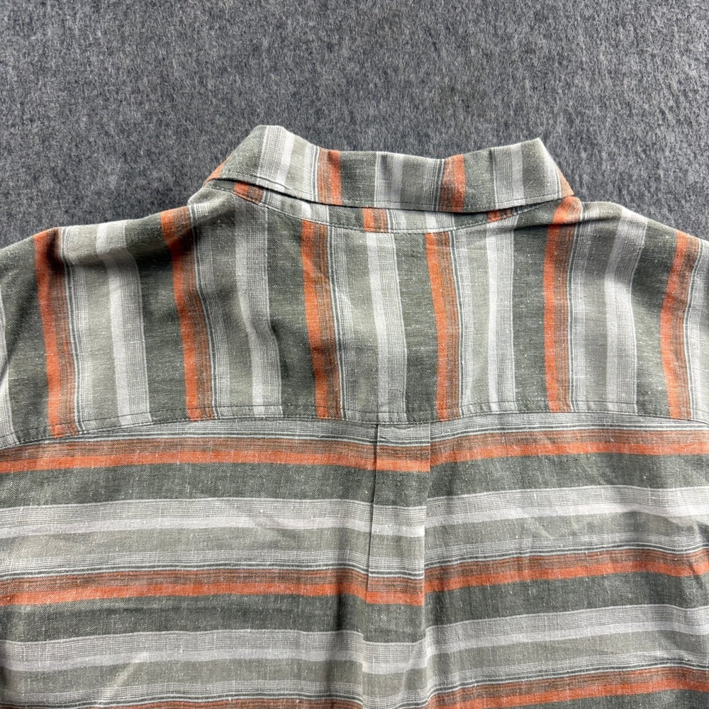 Columbia Sportswear Men's XL Gray Orange Hemp Blend Striped shirt - Picture 9 of 11
